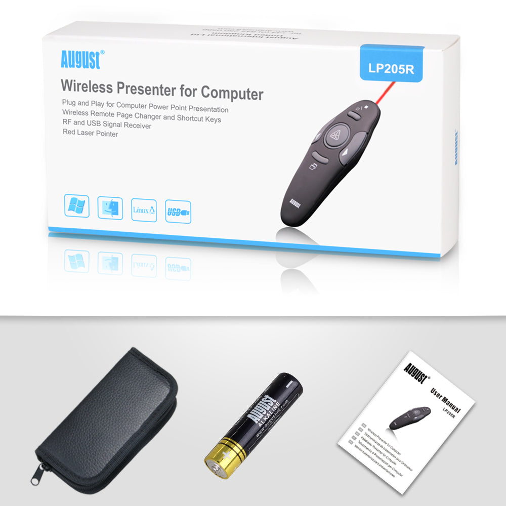 USB Powerpoint Präsentationsgerät Fernbedienung Laserpointer - August LP205