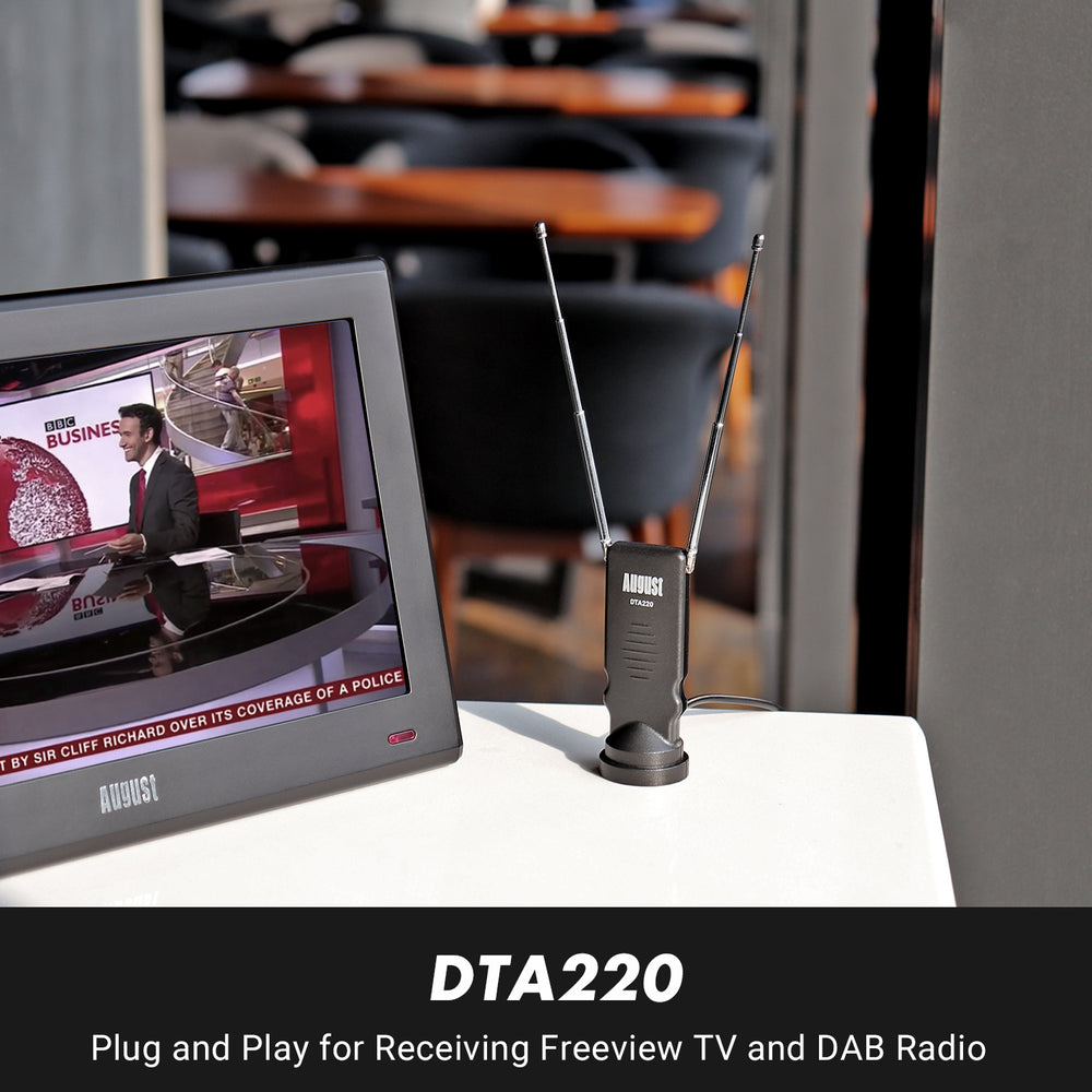 Frei empfangbare Tragbar TV Antenne HDTV Empfänger DVB-T2 M.265 - August DTA220