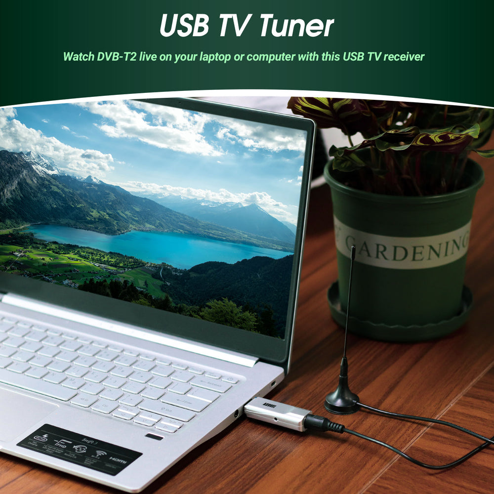 DVB-T2 HD USB Tuner Receiver für PC mit PVR Aufnahme - August DVB-T210