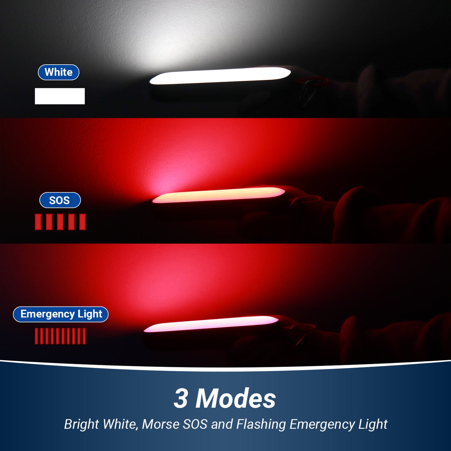 Wiederaufladbare LED Taschenlampe mit Rotlicht SOS-Modus & Camping Powerbank – LEC600