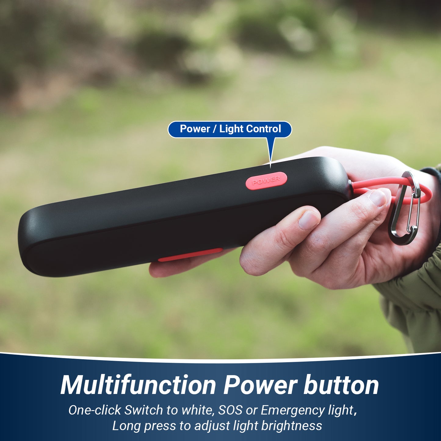 Wiederaufladbare LED Taschenlampe mit Rotlicht SOS-Modus & Camping Powerbank – LEC600