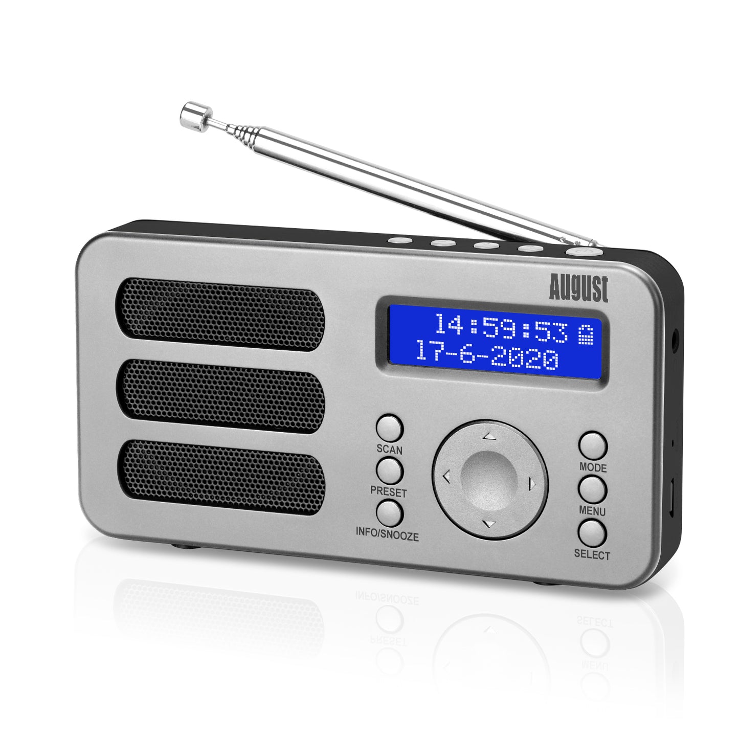 Tragbarers Radio DAB+ FM miniradio Uhr Wiederaufladbar AUX - August MB225