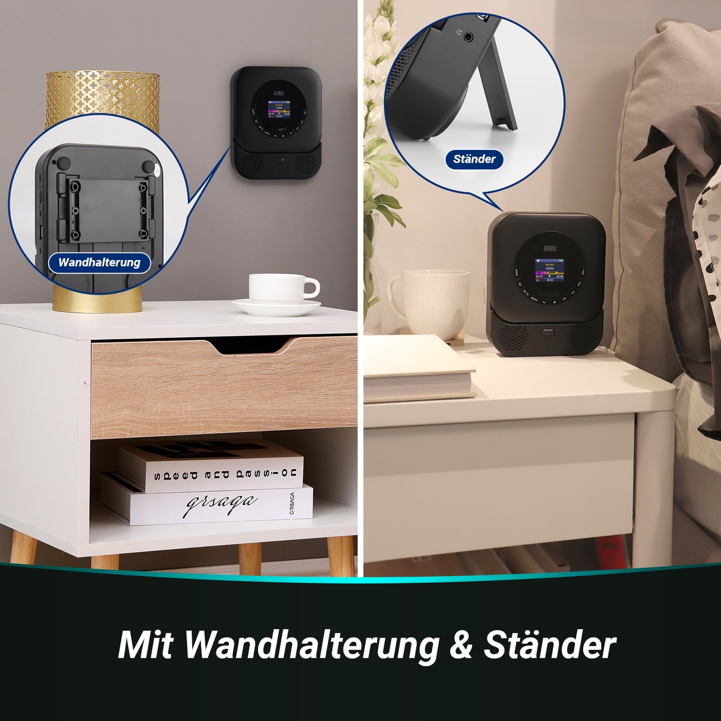 Tragbarer Musik-CD-Player mit Bluetooth und MP3-USB-Anschluss sowie integriertem Lautsprecher SE15