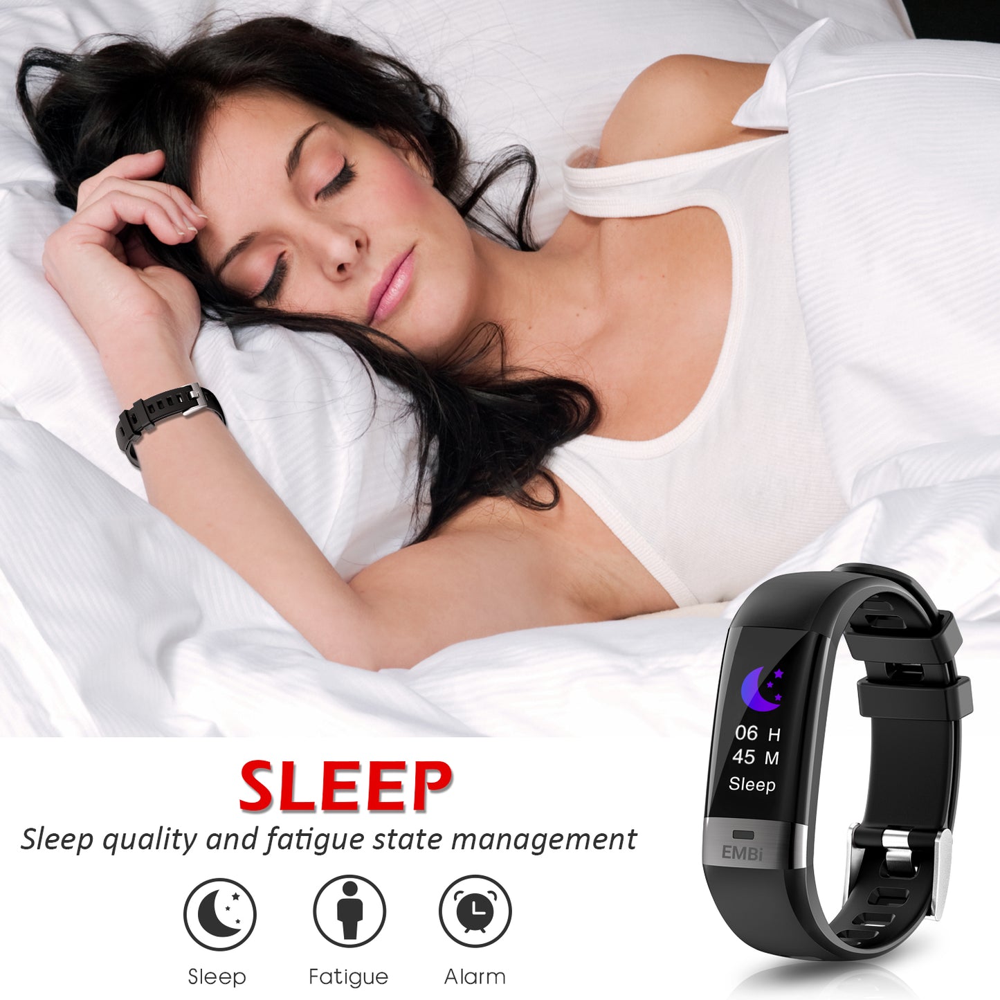 Intelligente Fitness-Tracker-Armbanduhr mit EKG, Blutdruck, Herzfrequenz und Schlafüberwachung - Audar EMBi