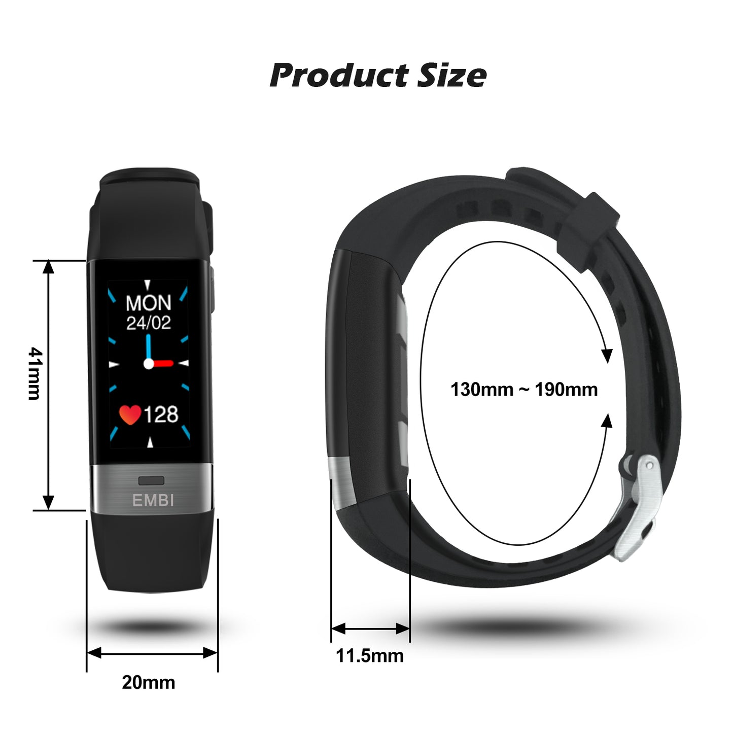 Intelligente Fitness-Tracker-Armbanduhr mit EKG, Blutdruck, Herzfrequenz und Schlafüberwachung - Audar EMBi