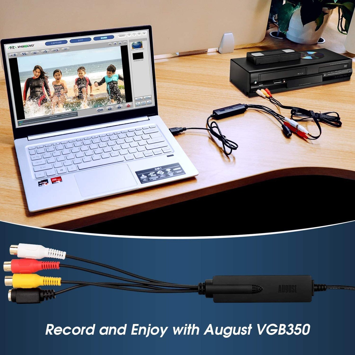 August VGB350 - USB-Videoaufnahmekarte für VHS, Mini DVD Player, Camcorder oder Videorecorder - Daffodil Germany GmbH