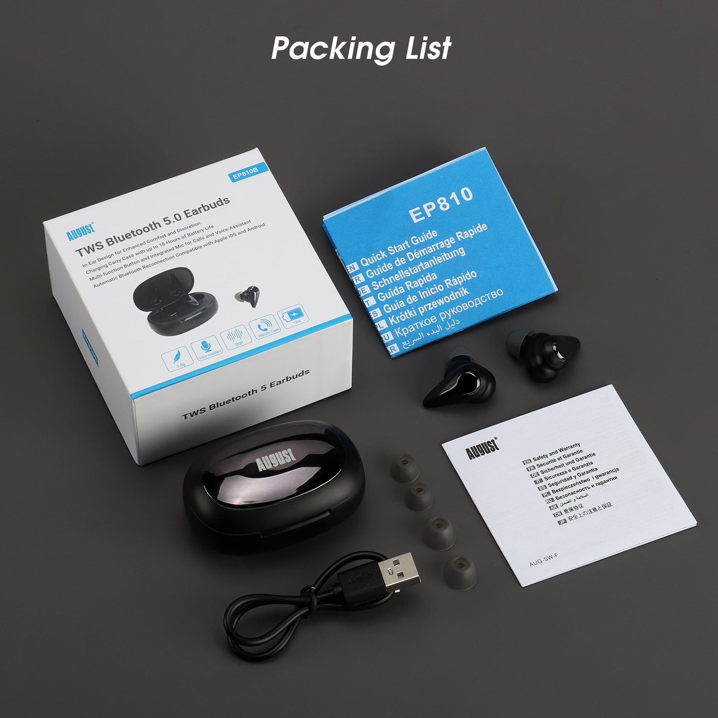 August EP810 -Bluetooth Kopfhörer In Ear -Lärmminderung,USB-C Stereo - Daffodil Germany GmbH