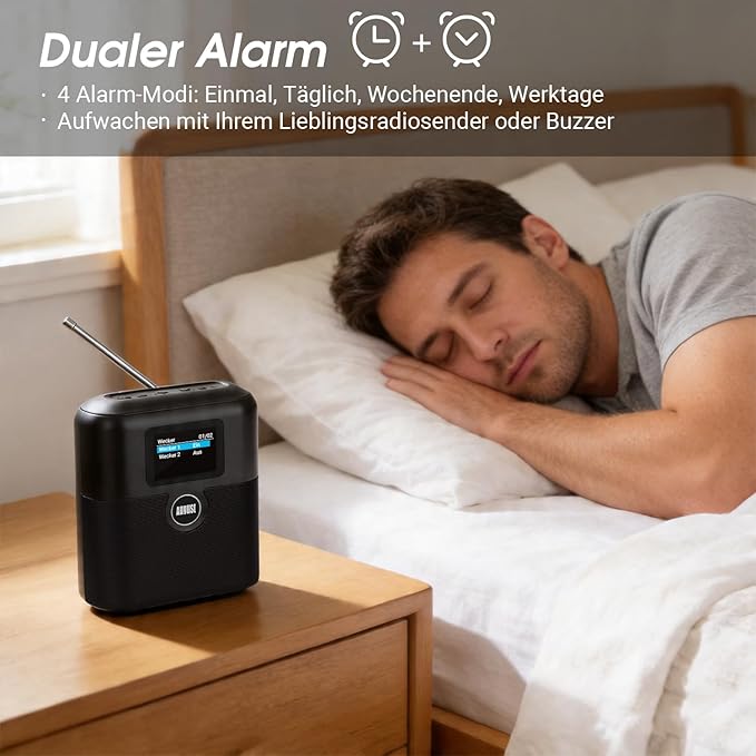 Tragbarer Akku DAB FM Radio Bluetooth Lautsprecher LCD Bildschirm - August MB330