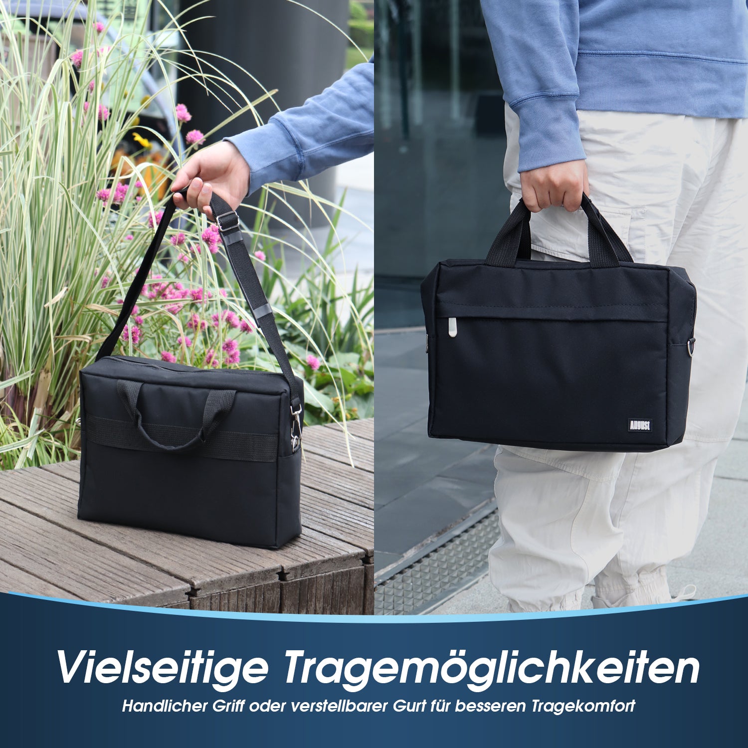 BAG383 Schwarze Umhängetasche 13 Zoll