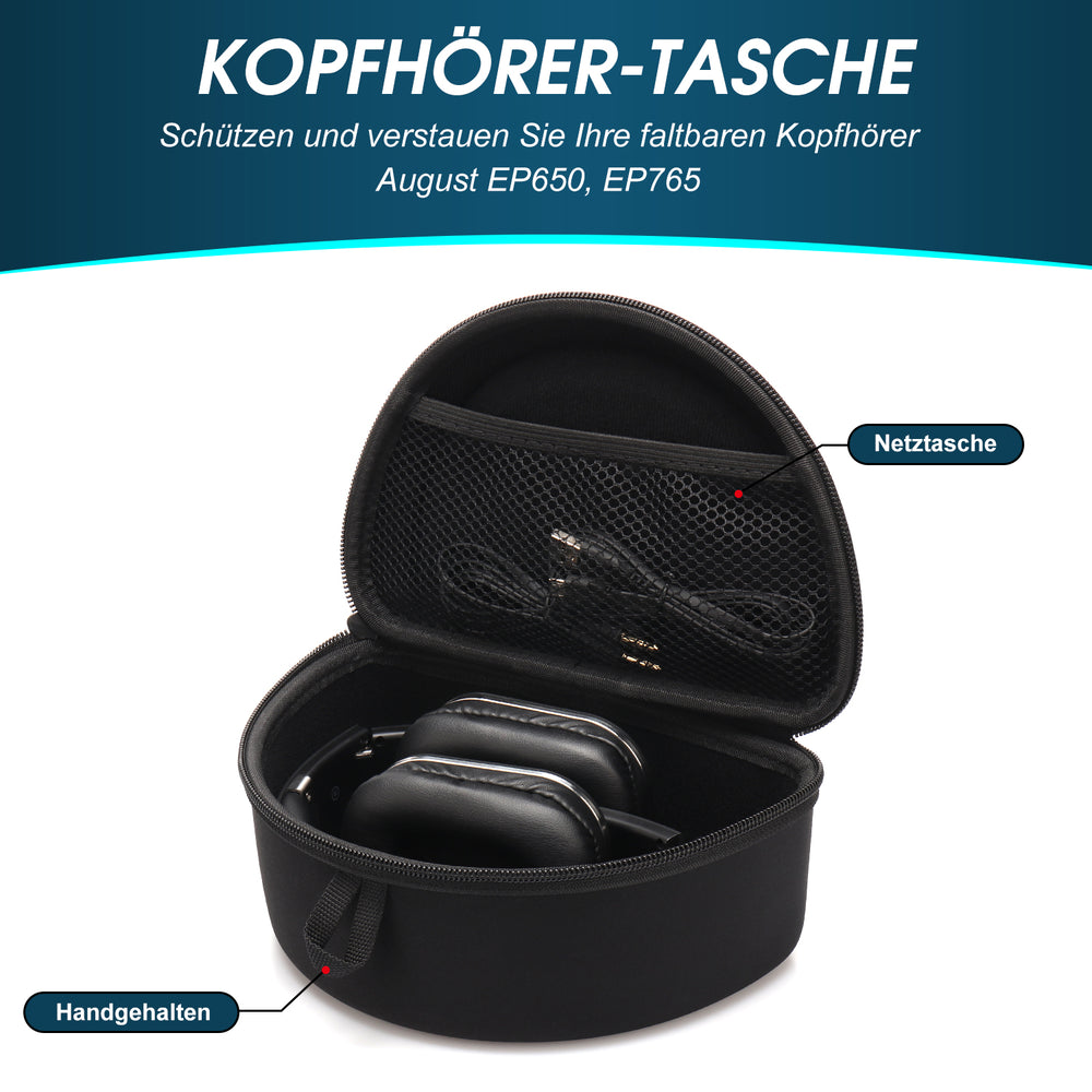 Faltbare Over-Ear-Kopfhörertasche Reisetasche für EP650 Bluetooth Wireless Stereo Kopfhörer - August BAG650