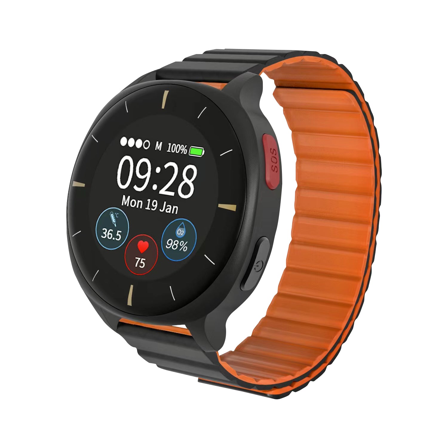 Gesundheitsmonitor Uhr 24/7 Lebenszeichen-Tracker mit Sturzerkennung & SOS-Auslöser - Audar E2