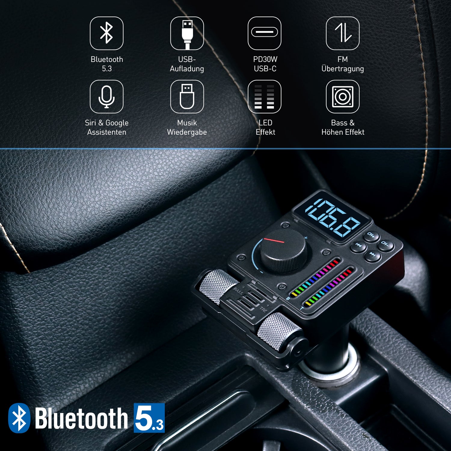 Kabelloser Bluetooth Audiosender für das Auto FM MP3 USB Player - August CR235B