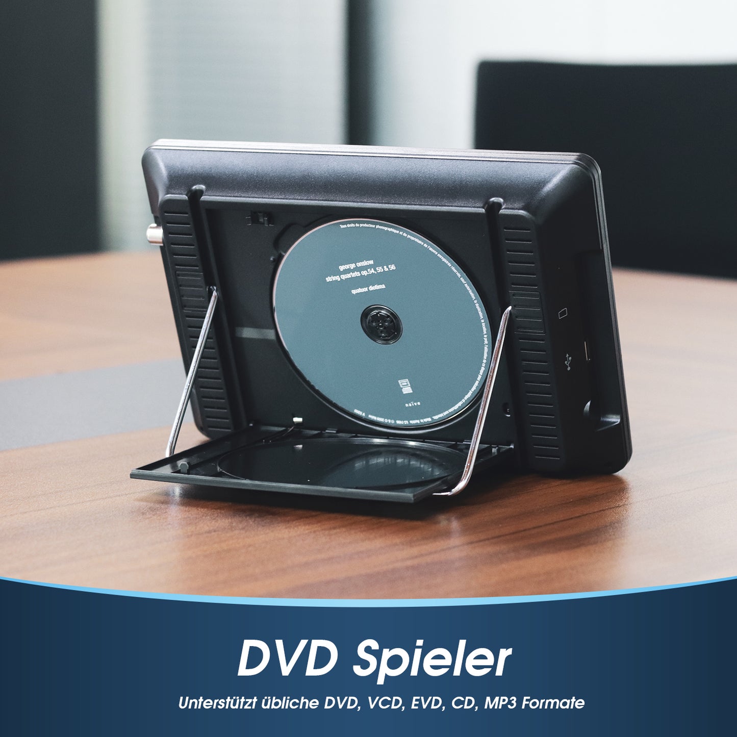 Tragbares 10“ TV DVD Spieler Wiederaufladbar DVB-T2 H.265 - August DA383D