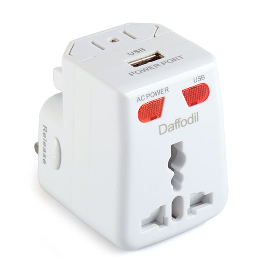 Weltreise Stromadapter Reiseadapter USB Anschluss UK EU AU US Universalstecker Daffodil WAP150