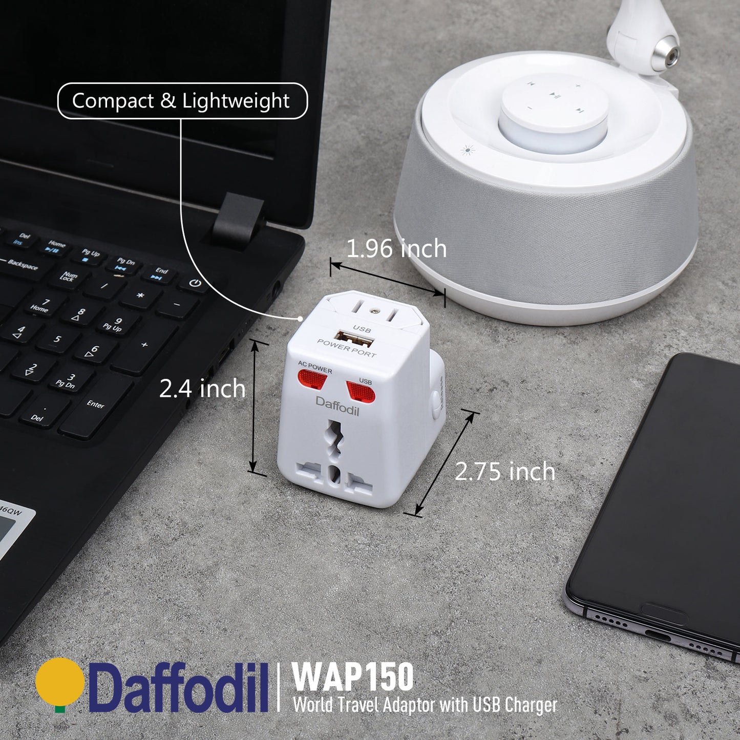 Weltreise Stromadapter Reiseadapter USB Anschluss UK EU AU US Universalstecker Daffodil WAP150