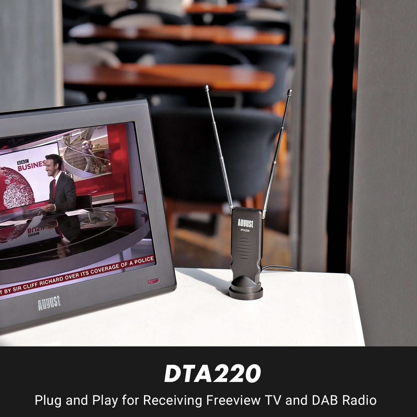 [B-Ware] Tragbare DVB-T2 Teleskopantenne UHF M.265 Saugfuß - August DTA220