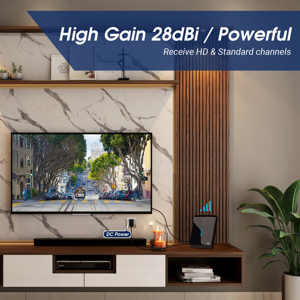 DVB-T2 Verstärkte HD Antenne Richtantenne mit 28dB hoher Verstärkung - August DTA300B