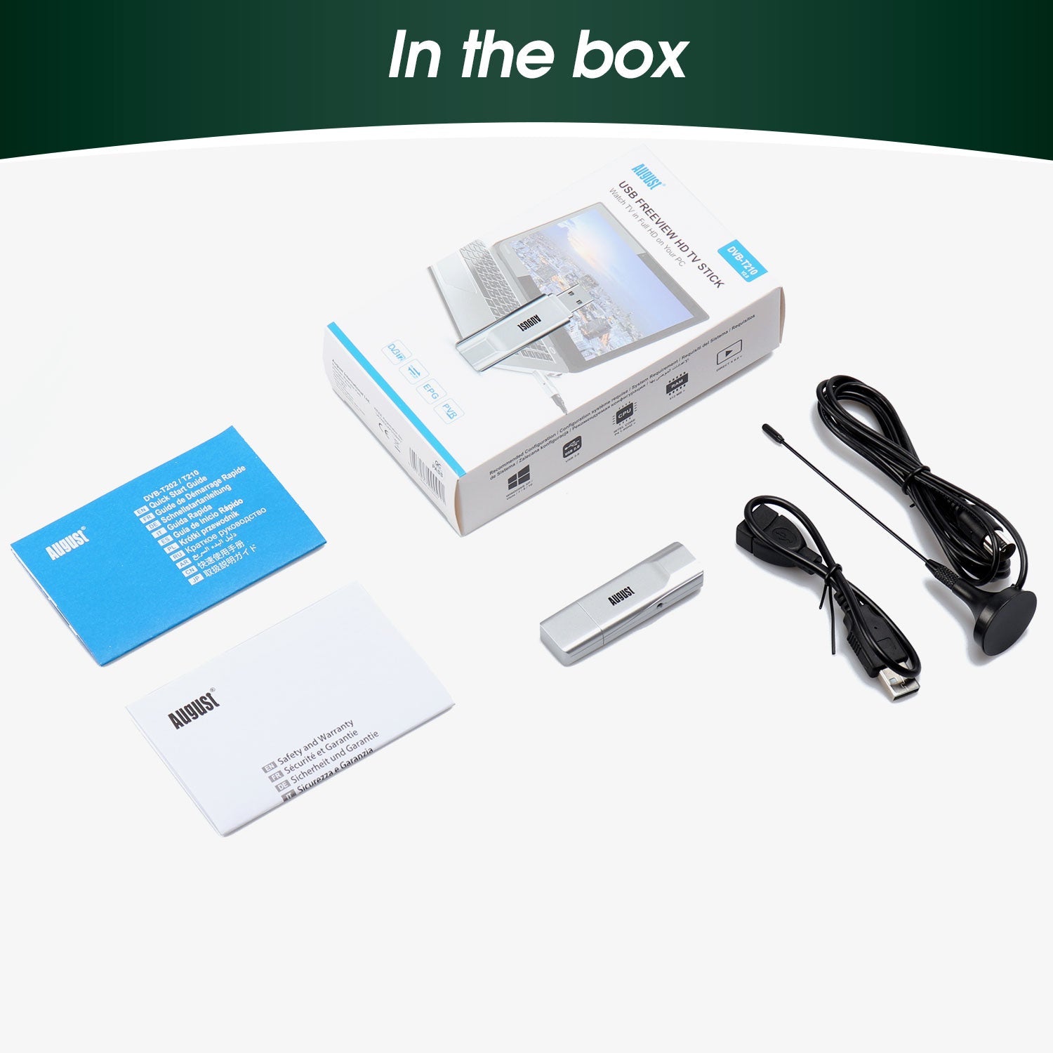 [B-Ware] USB DVB-T2 Empfänger HD Windows Terrestrischer Stick - August DVB-T210