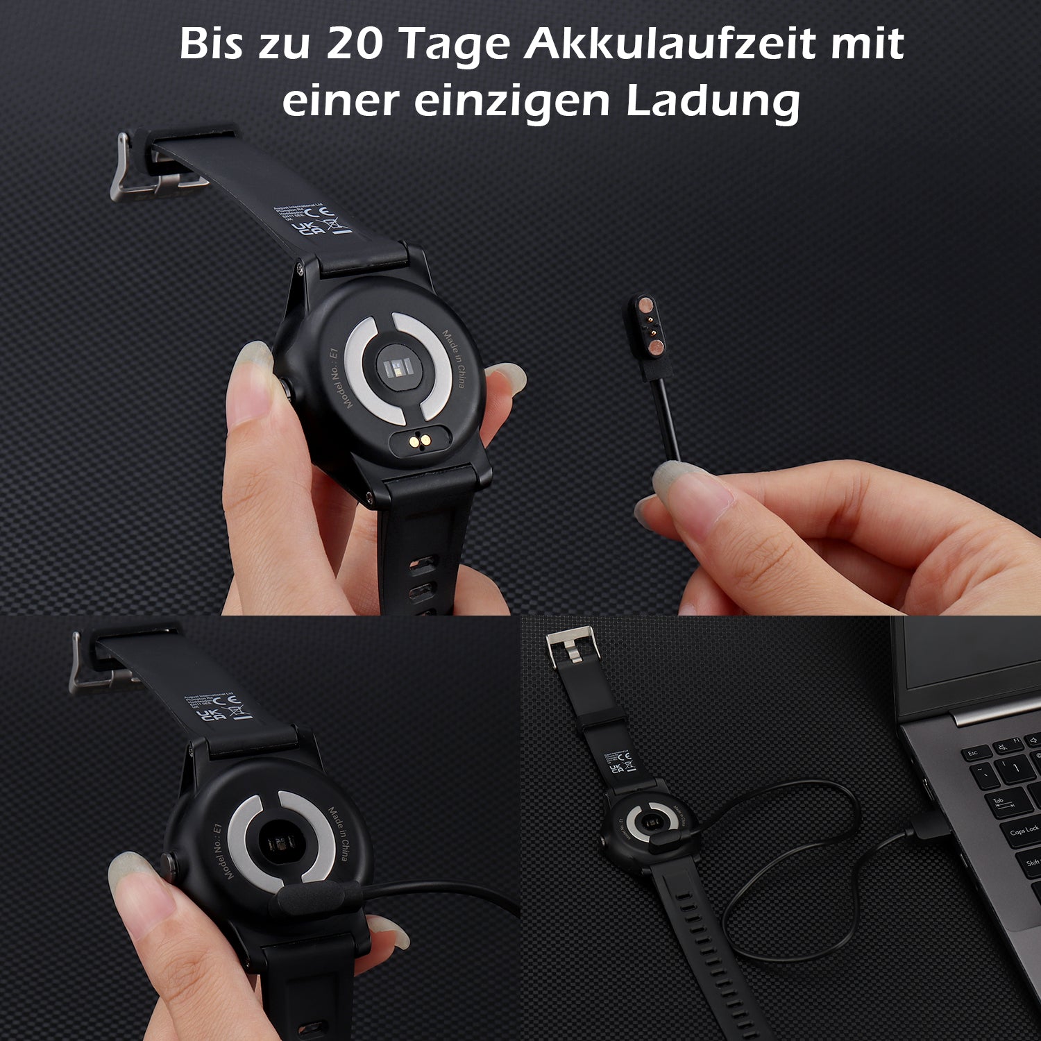 Smart Fitness Gesundheitsmonitor-Uhr EKG, Blutdruck & Herzfrequenz, 10 Tage Akku – Audar E1