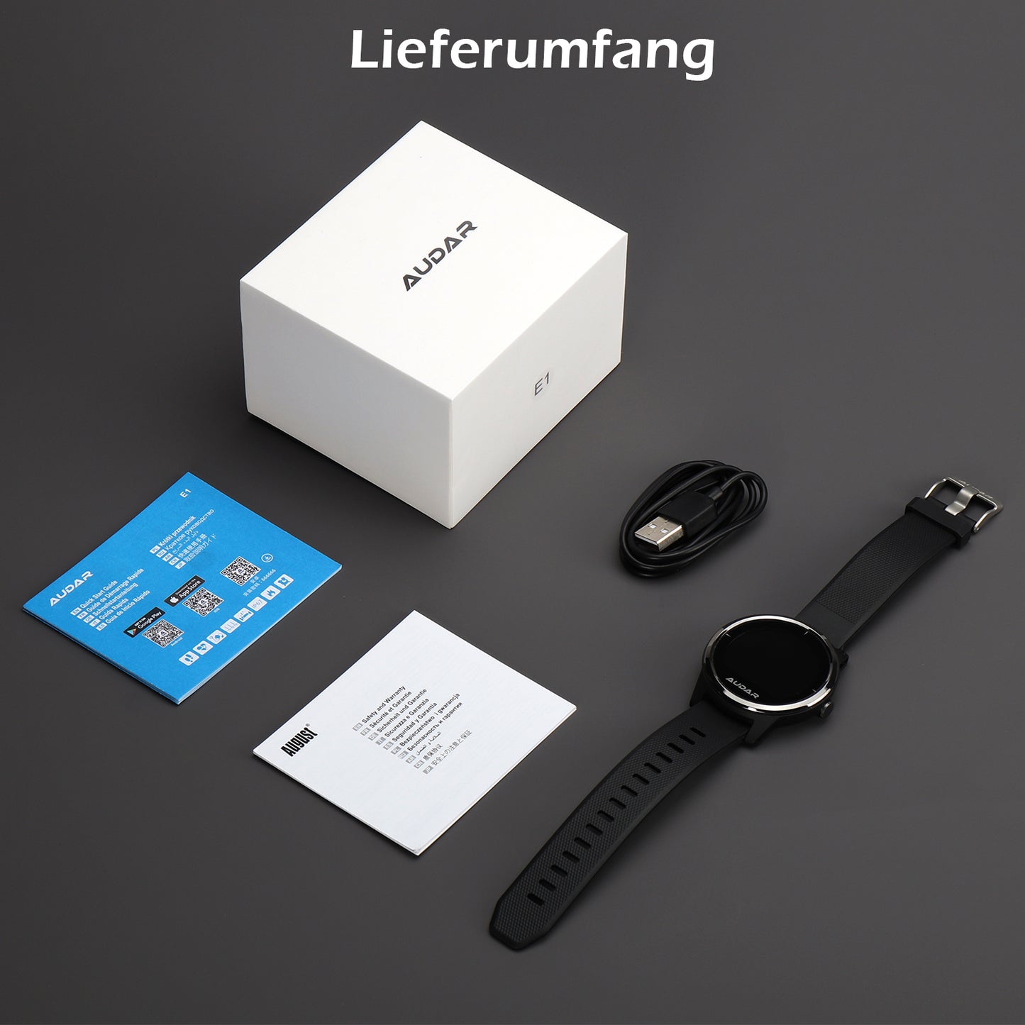 Smart Fitness Gesundheitsmonitor-Uhr EKG, Blutdruck & Herzfrequenz, 10 Tage Akku – Audar E1