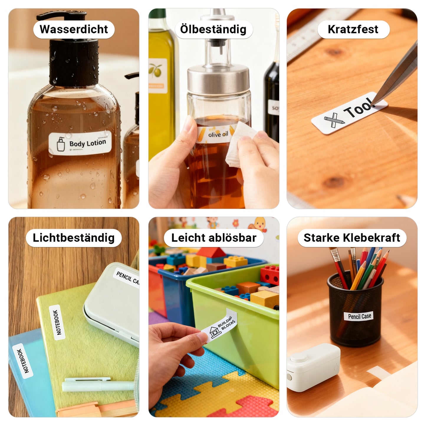 Tragbarer, tintenloser Thermodrucker mit Bluetooth, Klebeband, Schneidevorrichtung und Akku – August LBP160W