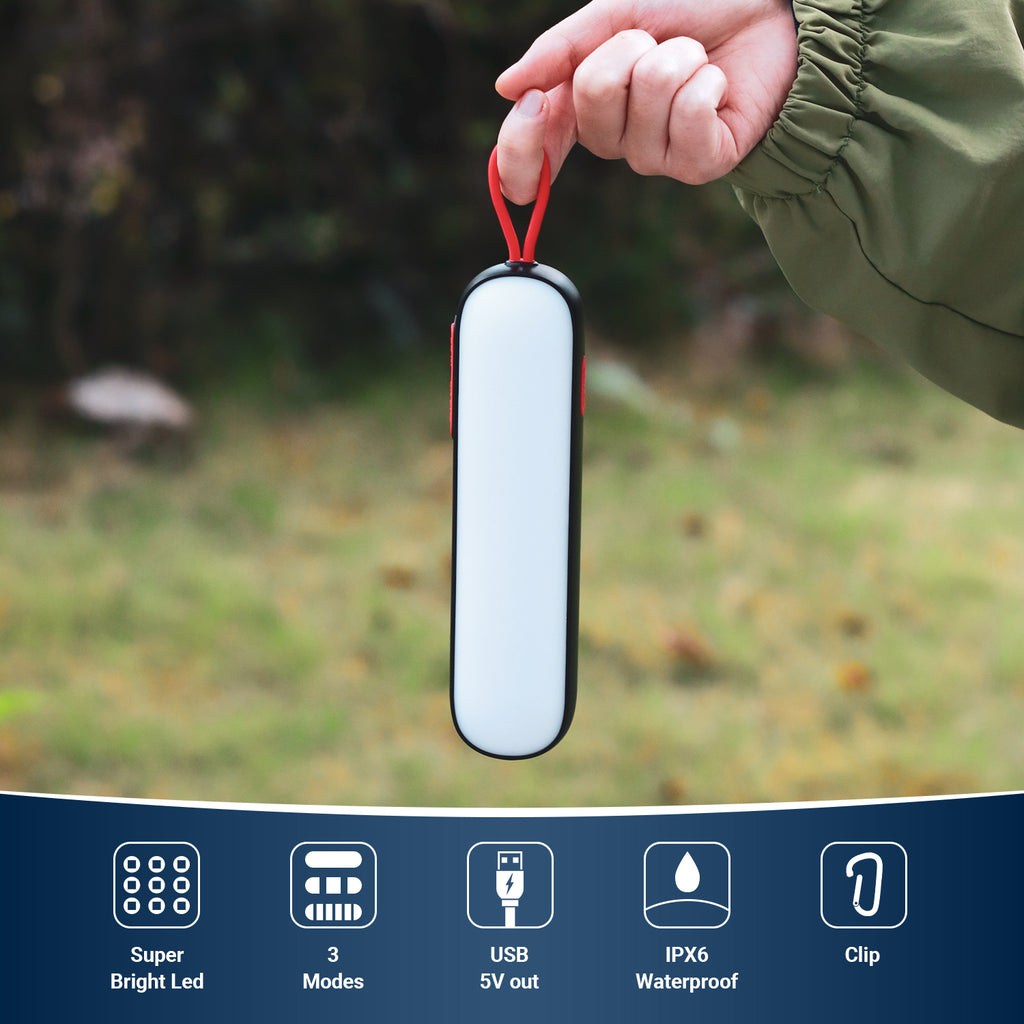 Wiederaufladbare LED Taschenlampe mit Rotlicht SOS-Modus & Camping Powerbank – LEC600