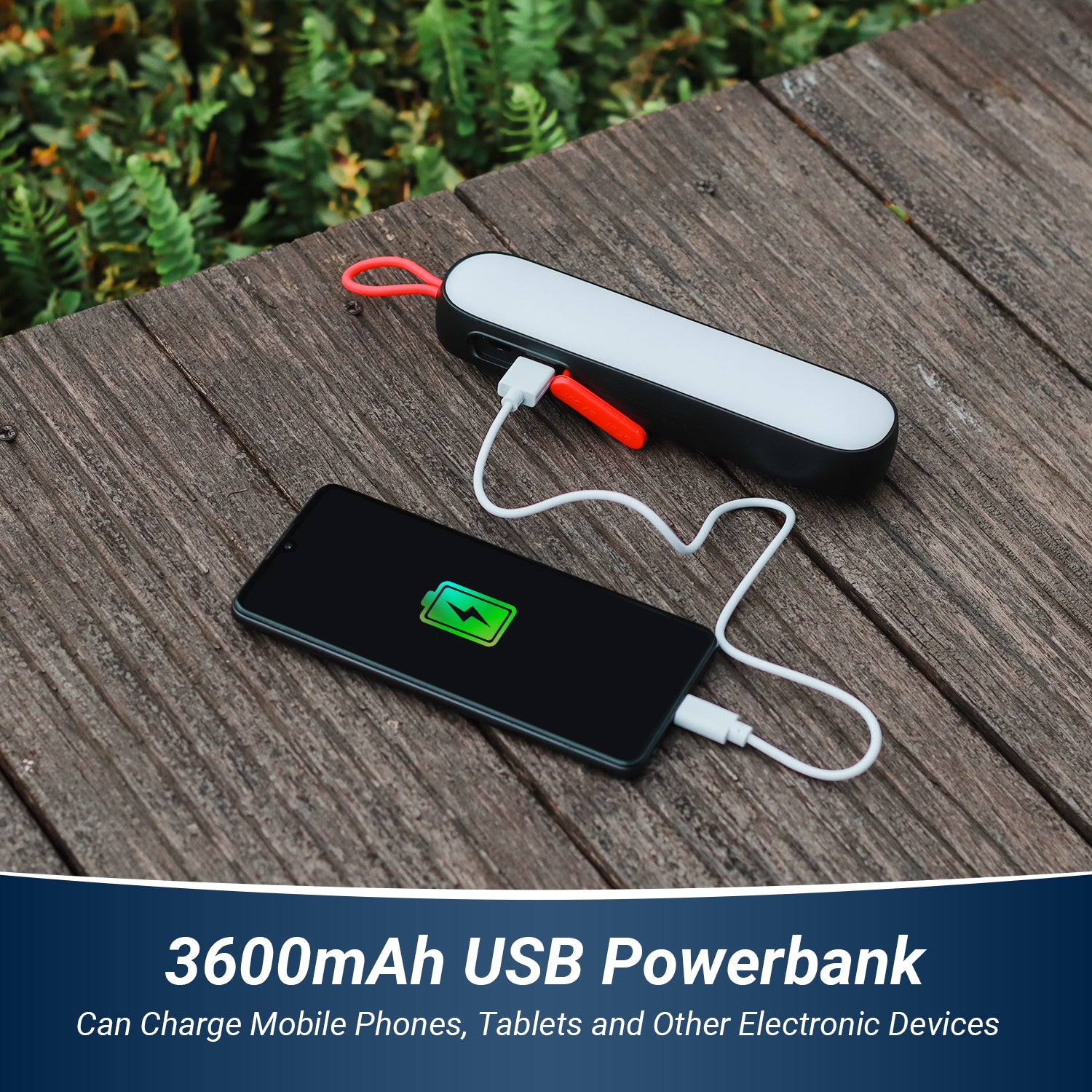 Wiederaufladbare LED Taschenlampe mit Rotlicht SOS-Modus & Camping Powerbank – LEC600