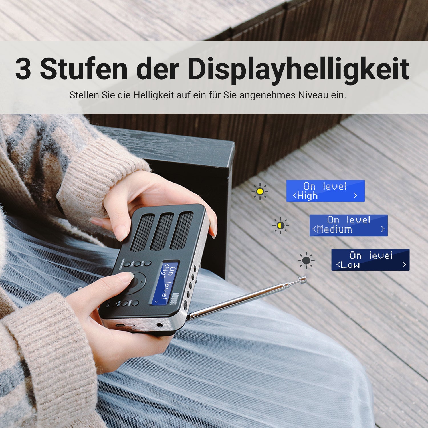 [B-Ware] Tragbarer DAB+ FM Alarm Radiowecker Wiederaufladbar AUX - August MB225