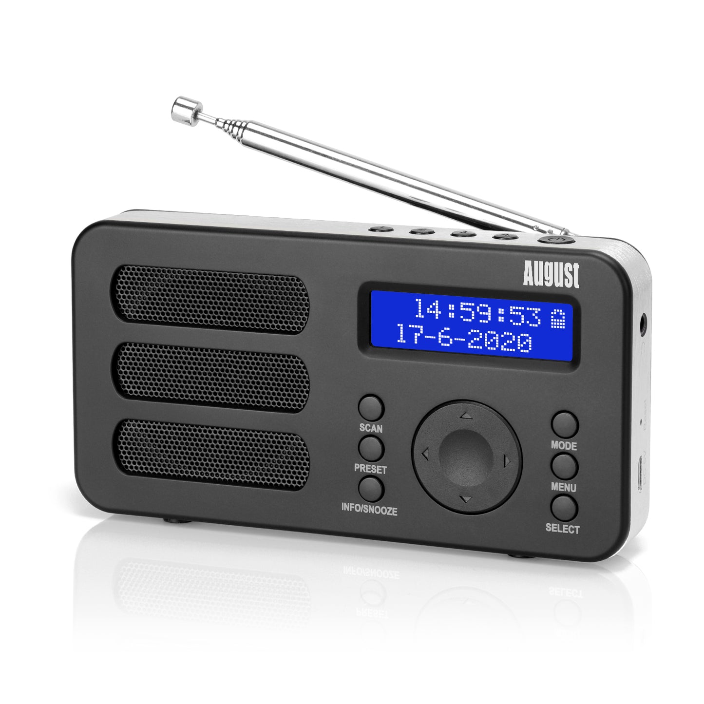 Tragbarers Radio DAB+ FM miniradio Uhr  Wiederaufladbar AUX - August MB225