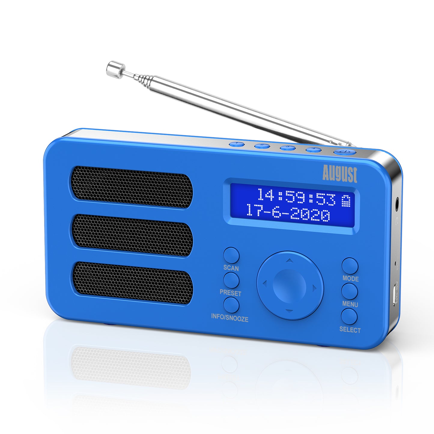 Tragbarers Radio DAB+ FM miniradio Uhr  Wiederaufladbar AUX - August MB225