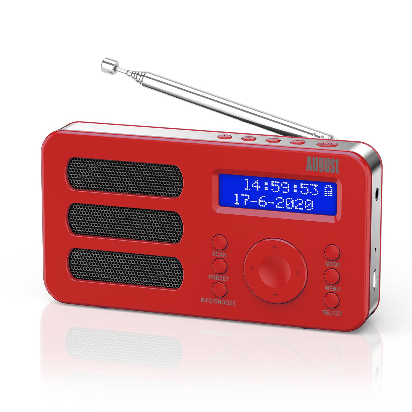 Tragbarers Radio DAB+ FM miniradio Uhr  Wiederaufladbar AUX - August MB225