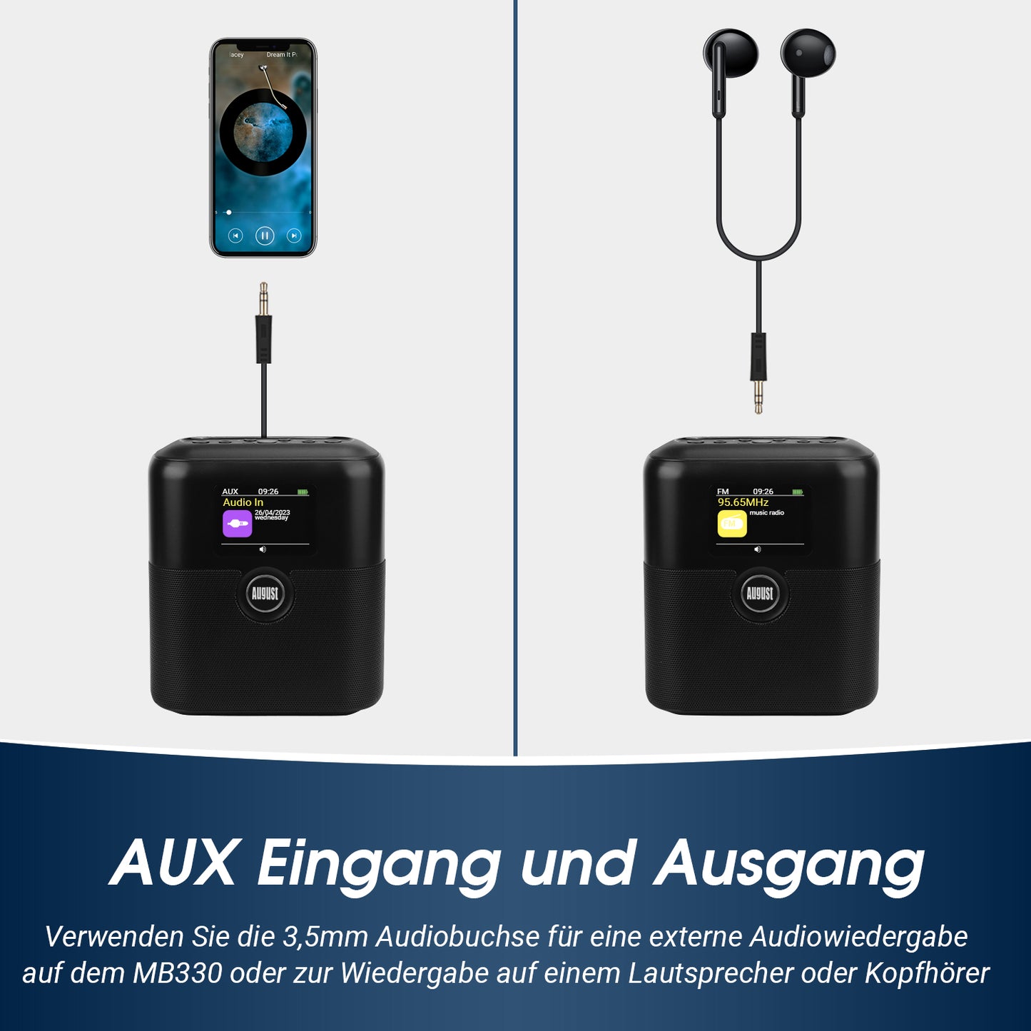 [B-Ware] Tragbarer Akku DAB FM Radio Bluetooth Lautsprecher LCD Bildschirm - August MB330