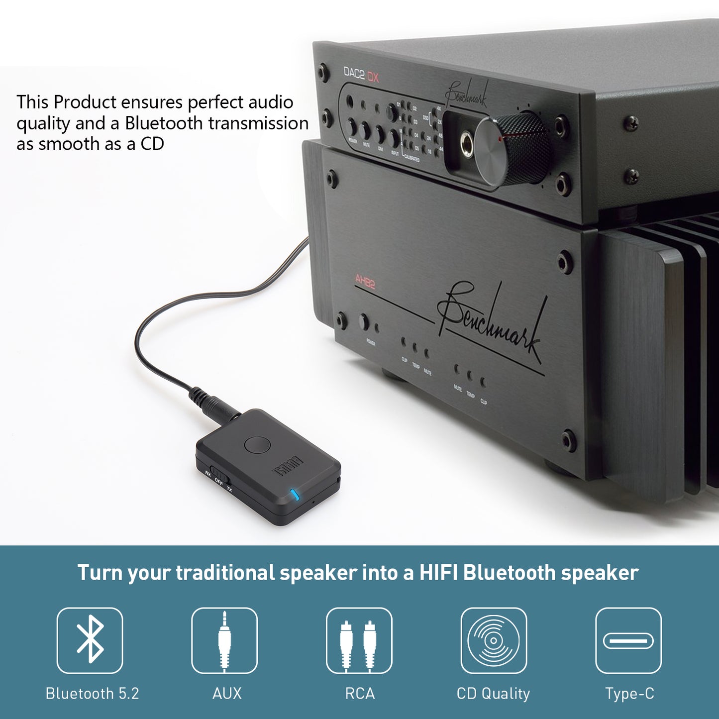 Bluetooth Audio Sender Empfänger AptX Adapter Niedriger Latenz - August MR230