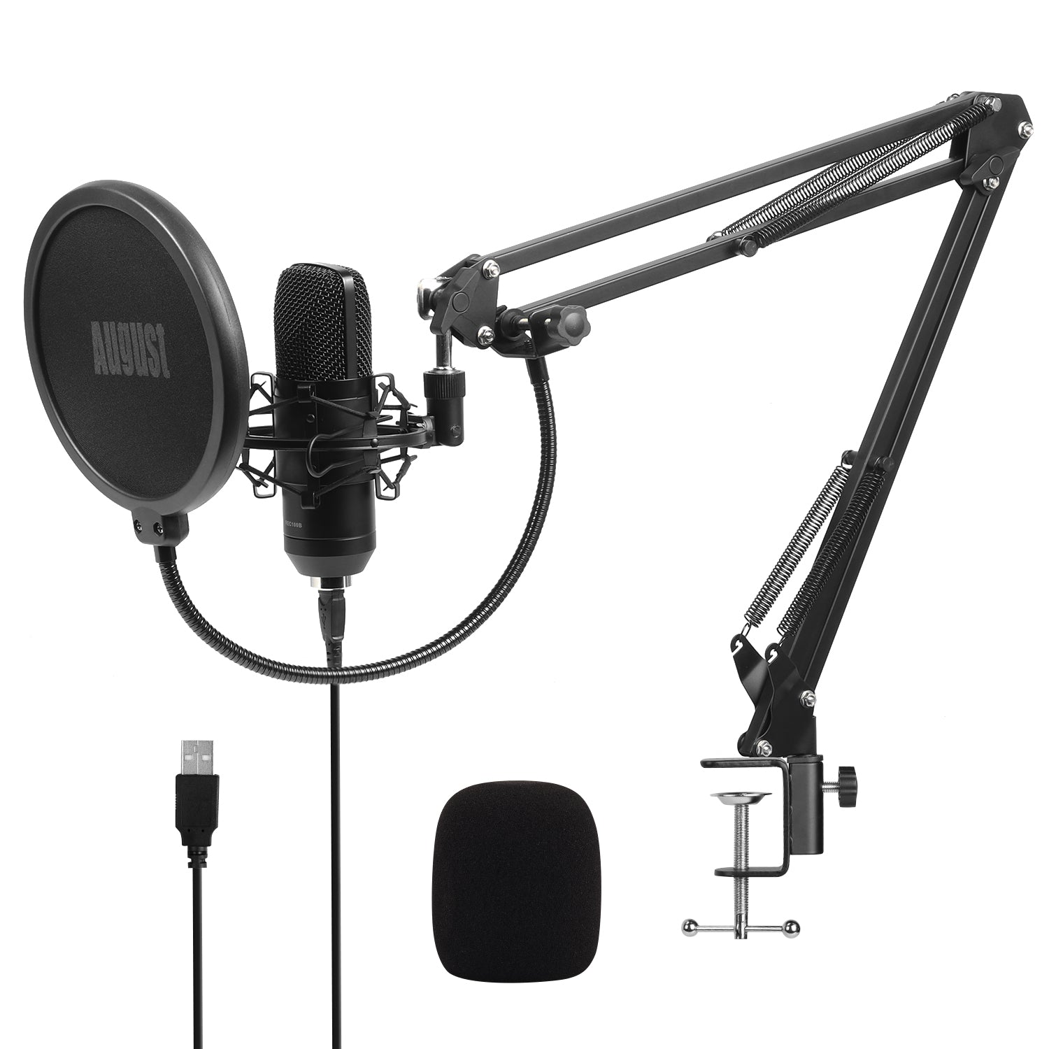 Professionelles USB-Gaming-Studio-Kondensatormikrofon-Bundle – August REC100B