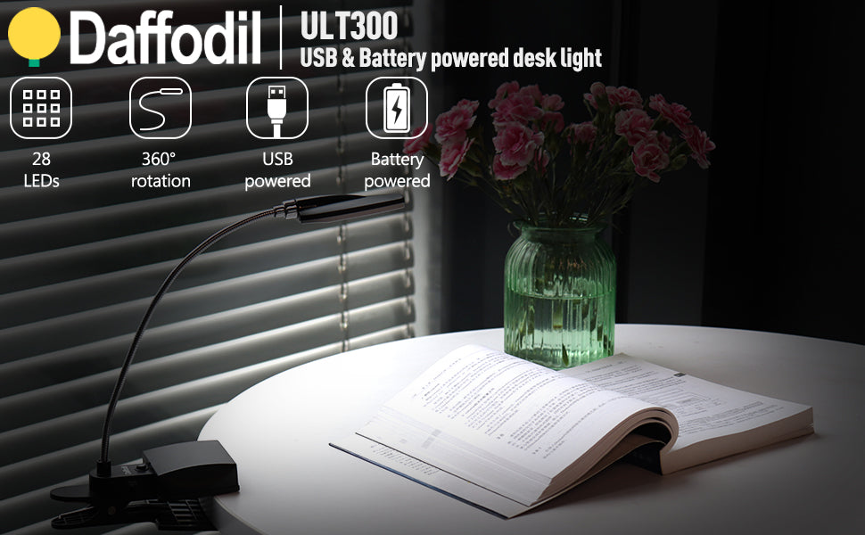 USB Clip On Desk LED Lampe Flexibler Schwanenhals Nachttisch Leselicht - ULT300