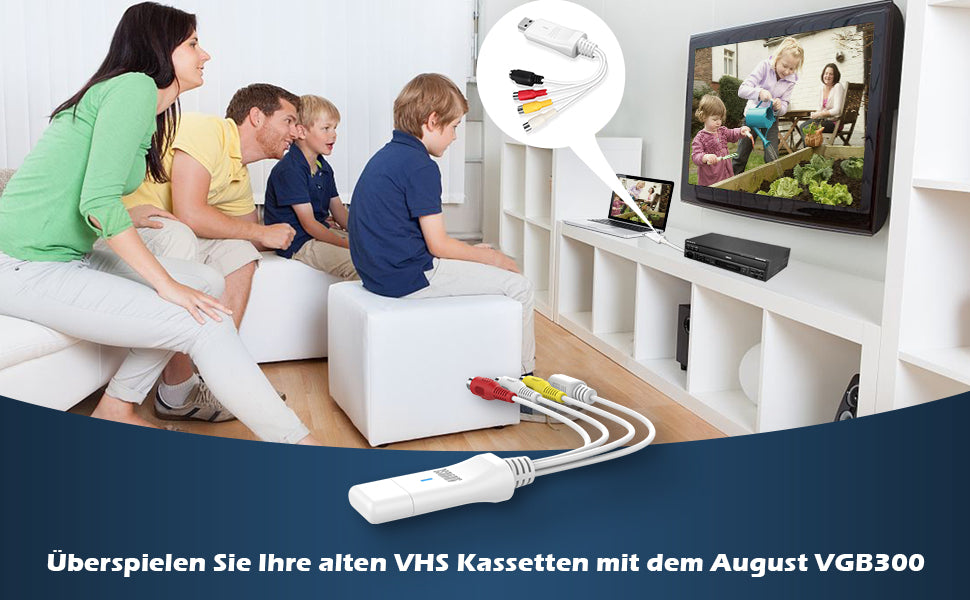 [B-Ware] VHS zu Digital Konverter Grabber arbeitet mit OBS PAL NTSC SECAM - August VGB300