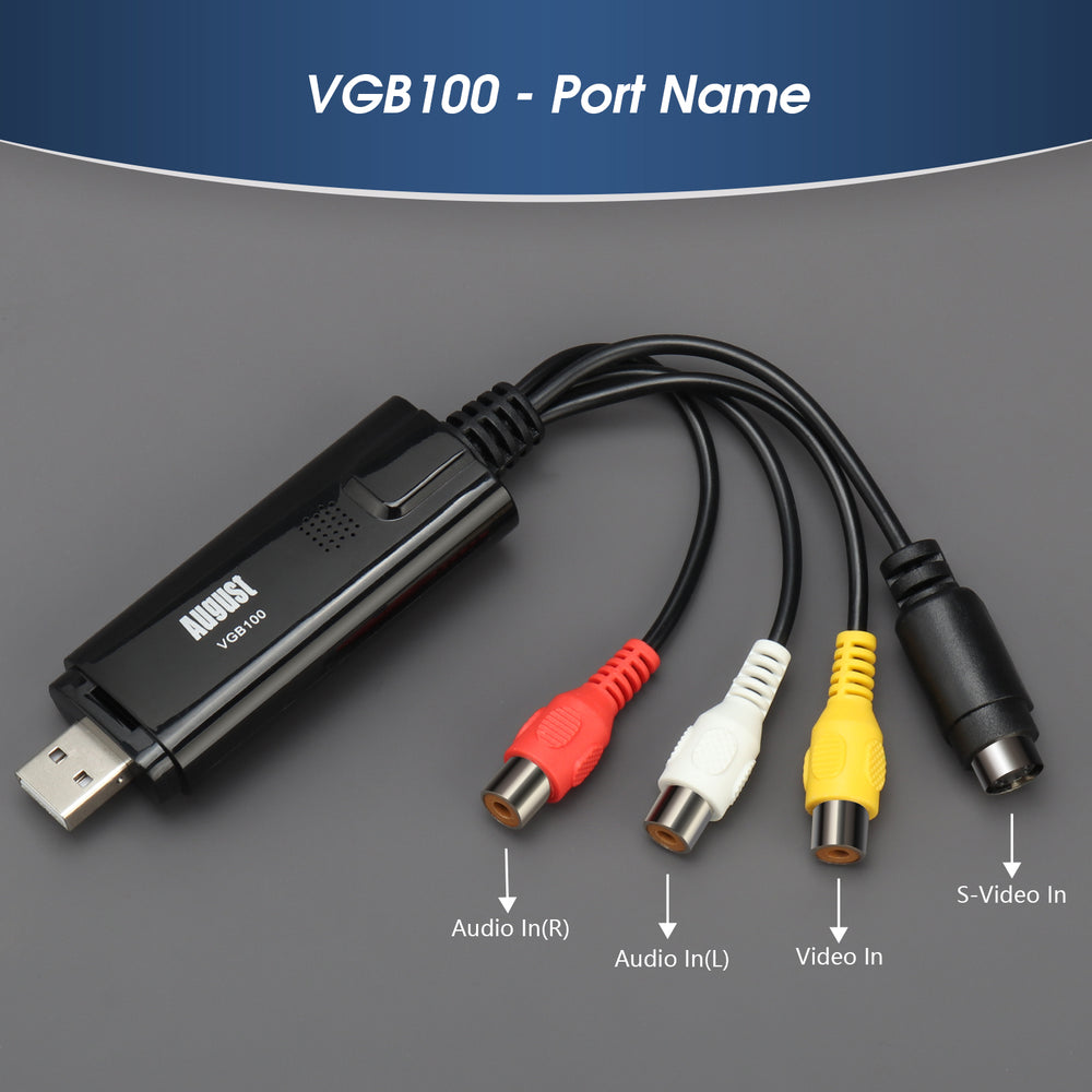 VHS zu Digital USB PC Capture Karte für VCR DVD Camcorder Windows August VGB100