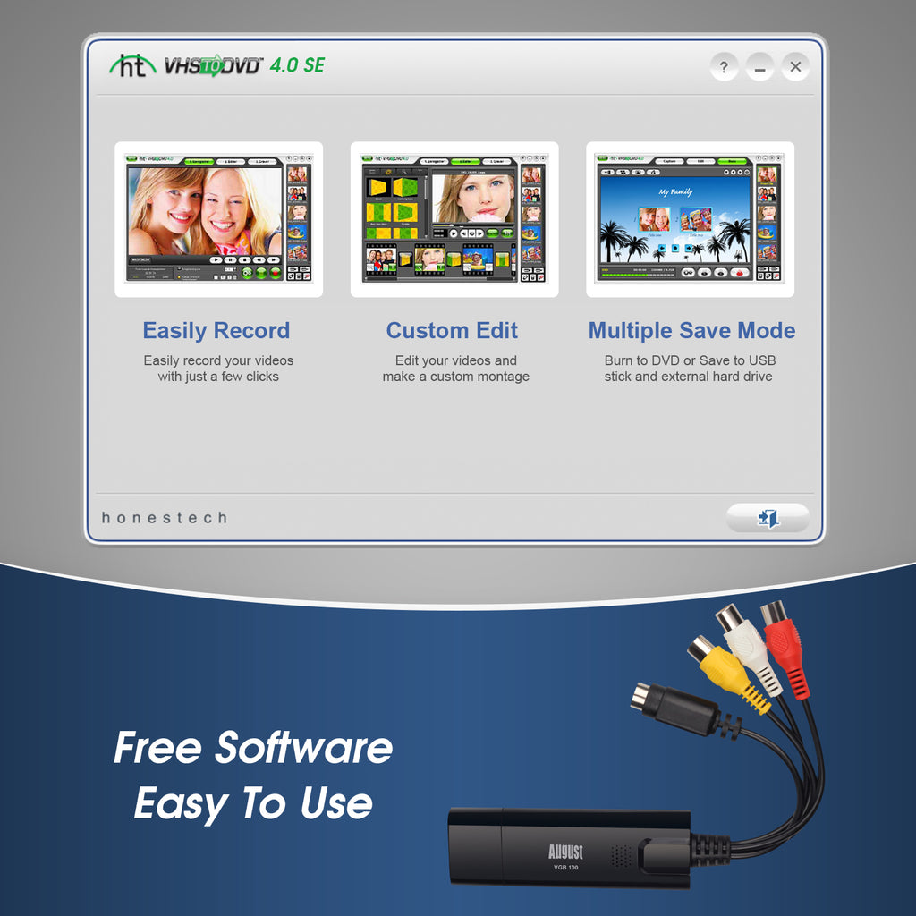 [B-Ware] Konvertierungskit für die digitale Videoerfassung von VHS auf PC - August VGB100