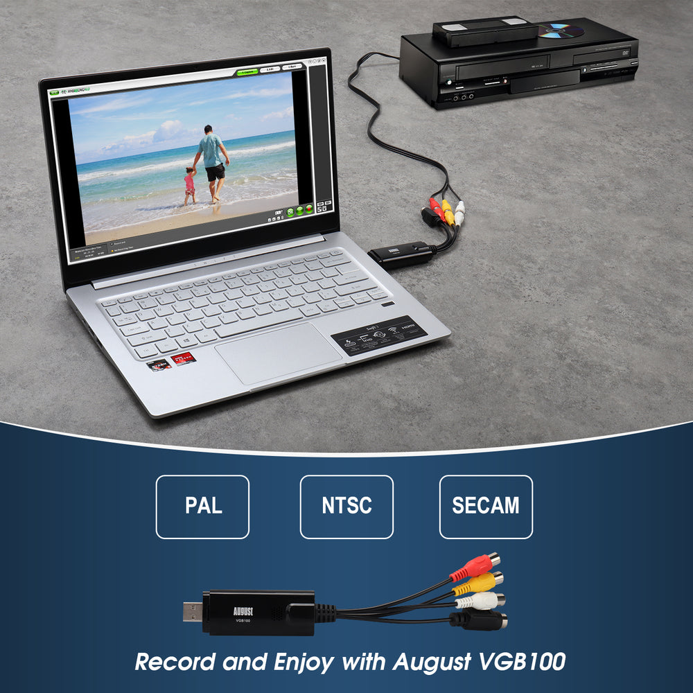 VHS zu Digital USB PC Capture Karte für VCR DVD Camcorder Windows August VGB100
