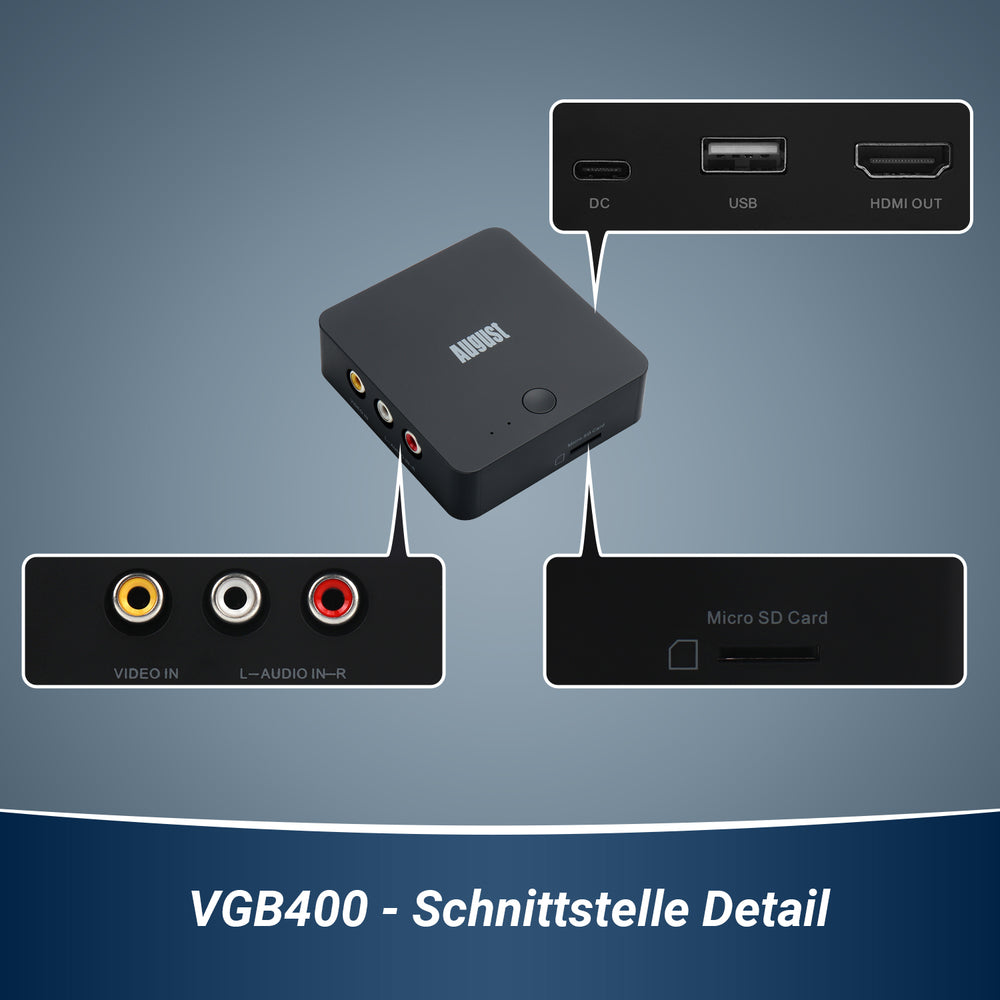 VHS zu Digital USB Konverter Kein PC erforderlich Video Capture Card - August VGB400