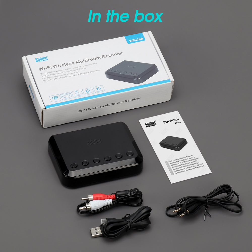 Drahtlos WiFi Bluetooth Audio Musikempfänger Multiroom Adapter für Lautsprechersystem HiFi August WR320B