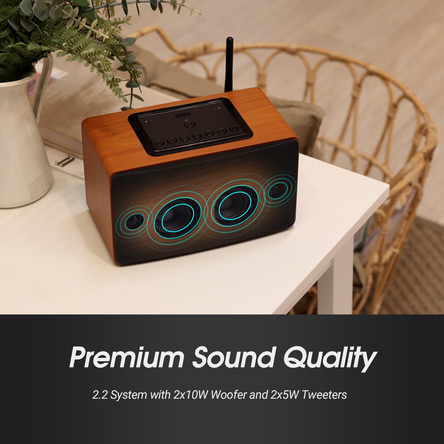 Tragbares Bluetooth WiFi Radio Stereo Multiroom App Steuerung - August WS350K