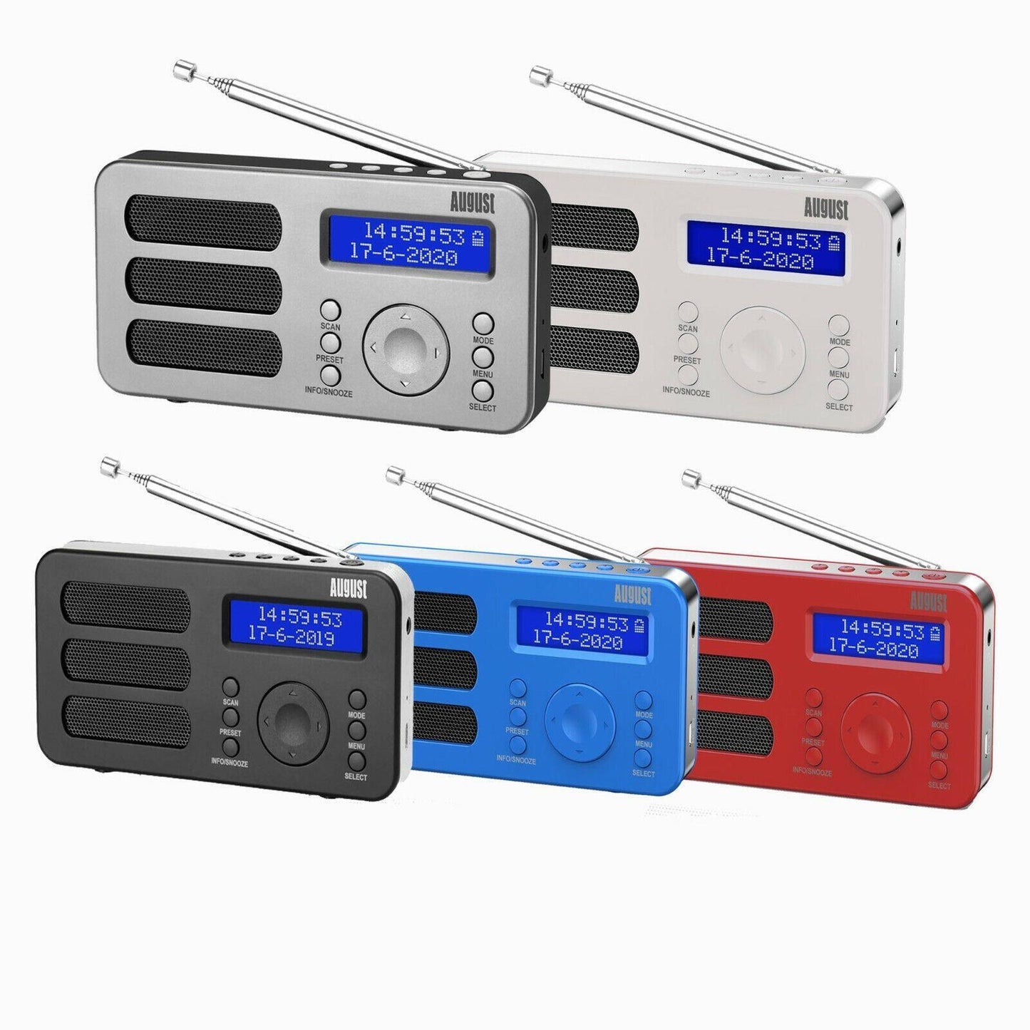 Tragbarers Radio DAB+ FM miniradio Uhr  Wiederaufladbar AUX - August MB225