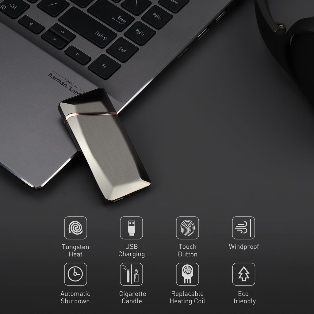 Daffodil EC225 USB-Feuerzeug, winddichtes Feuerzeug mit elektrischer Touch-Steuerung, aufladbar über USB, geeignet für Zigaretten, Kerzen oder Outdoor-Aktivitäten usw., Geschenke für Freunde und Familie - Daffodil Germany GmbH