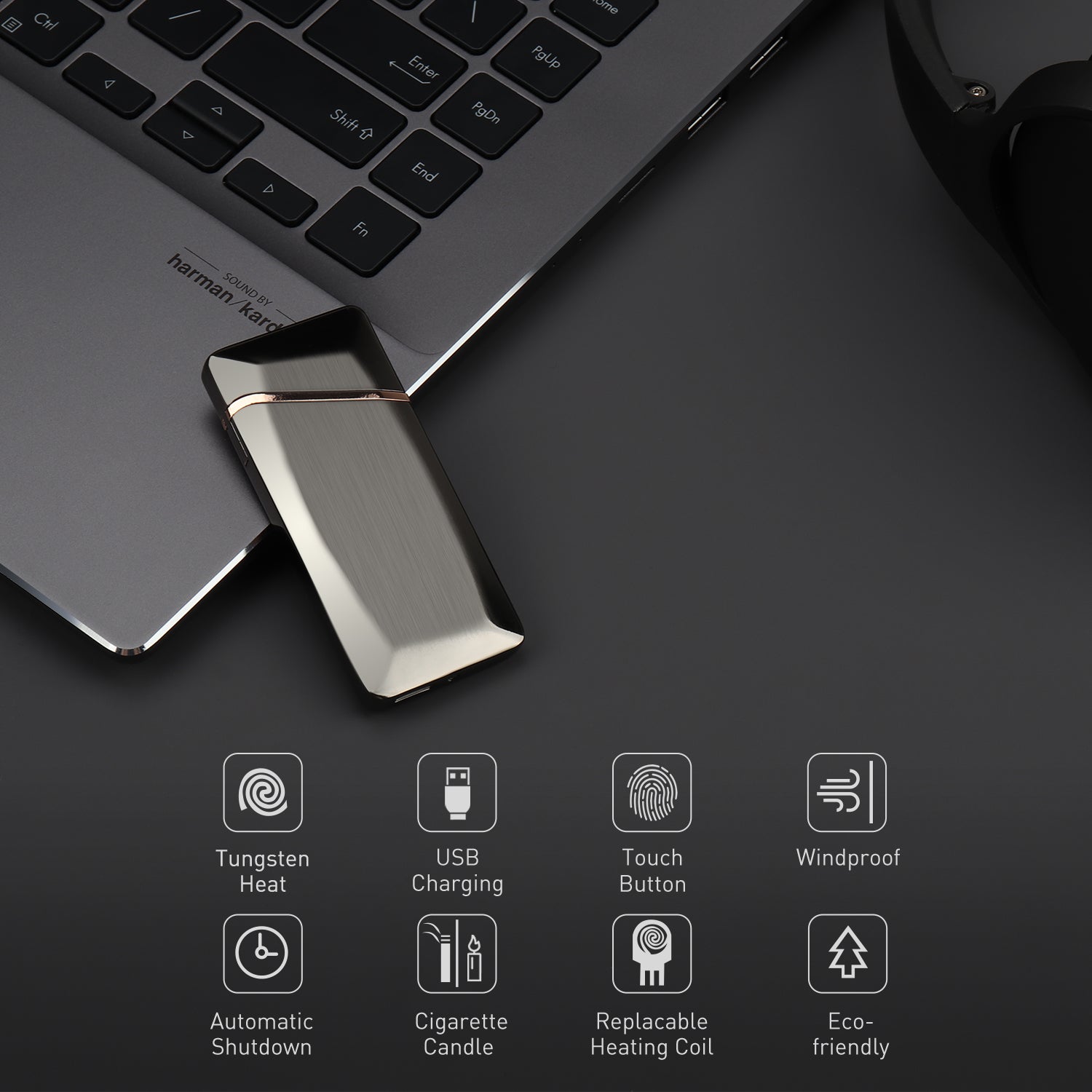 Daffodil EC225 USB-Feuerzeug, winddichtes Feuerzeug mit elektrischer Touch-Steuerung, aufladbar über USB, geeignet für Zigaretten, Kerzen oder Outdoor-Aktivitäten usw., Geschenke für Freunde und Familie - Daffodil Germany GmbH