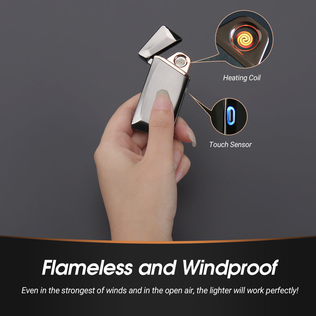 Daffodil EC225 USB-Feuerzeug, winddichtes Feuerzeug mit elektrischer Touch-Steuerung, aufladbar über USB, geeignet für Zigaretten, Kerzen oder Outdoor-Aktivitäten usw., Geschenke für Freunde und Familie - Daffodil Germany GmbH