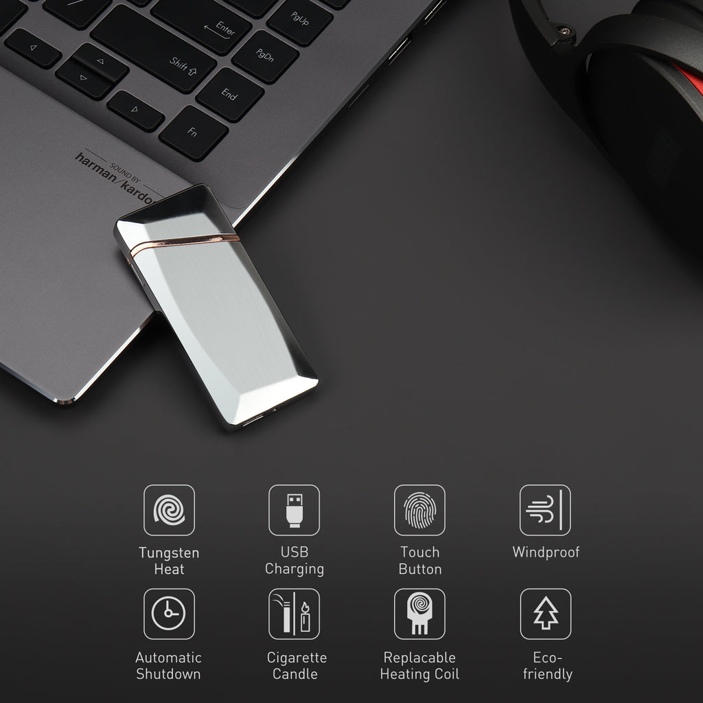 Daffodil EC225 USB-Feuerzeug, winddichtes Feuerzeug mit elektrischer Touch-Steuerung, aufladbar über USB, geeignet für Zigaretten, Kerzen oder Outdoor-Aktivitäten usw., Geschenke für Freunde und Familie - Daffodil Germany GmbH