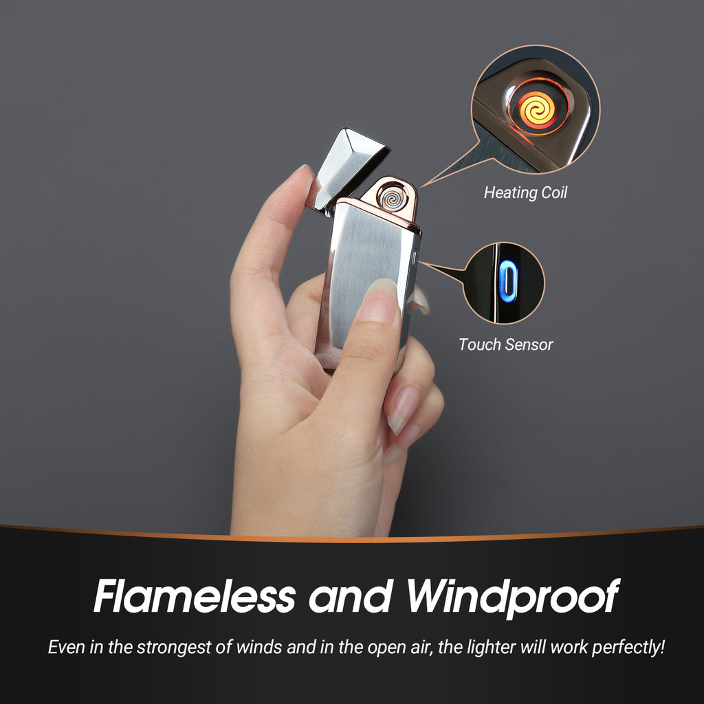 Daffodil EC225 USB-Feuerzeug, winddichtes Feuerzeug mit elektrischer Touch-Steuerung, aufladbar über USB, geeignet für Zigaretten, Kerzen oder Outdoor-Aktivitäten usw., Geschenke für Freunde und Familie - Daffodil Germany GmbH