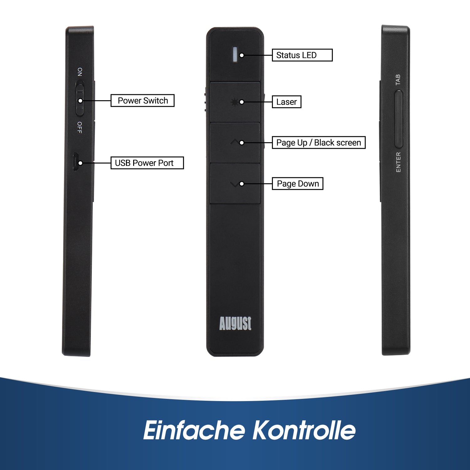August LP210 - Schnurloser Presenter mit Laserpointer und integriertem Akku - Daffodil Germany GmbH