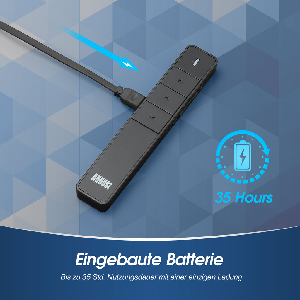 August LP210 - Schnurloser Presenter mit Laserpointer und integriertem Akku - Daffodil Germany GmbH